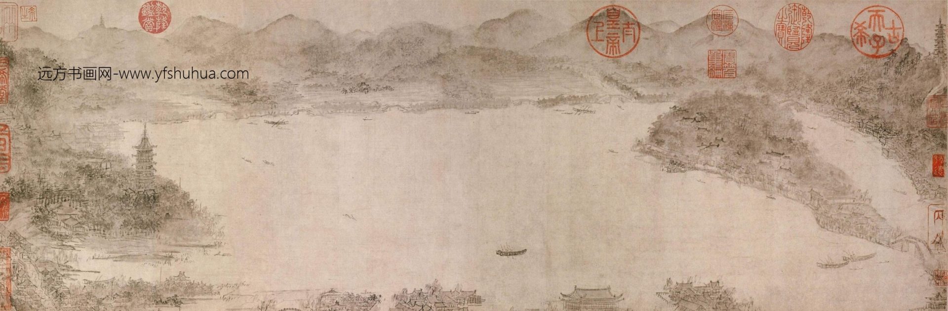 南宋 李嵩 西湖图卷画心纸本27x80.7cm