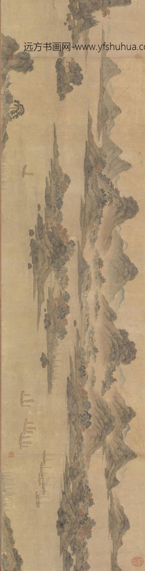 长江万里图卷.元.王蒙绘.纸本设色.50.2×1348.1cm.台北故宫博物院仓_5