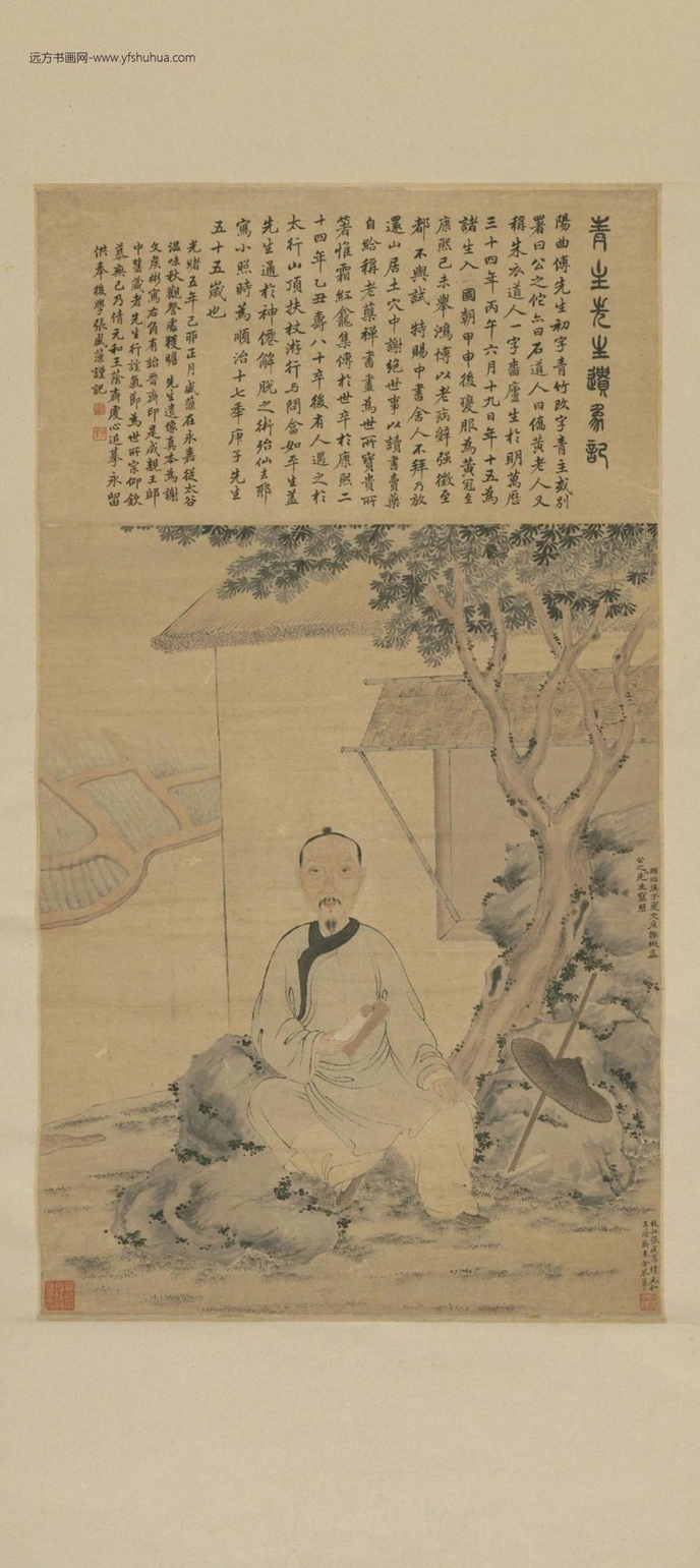 清-王荫斋摹谢彬画傅山像轴-新00146134