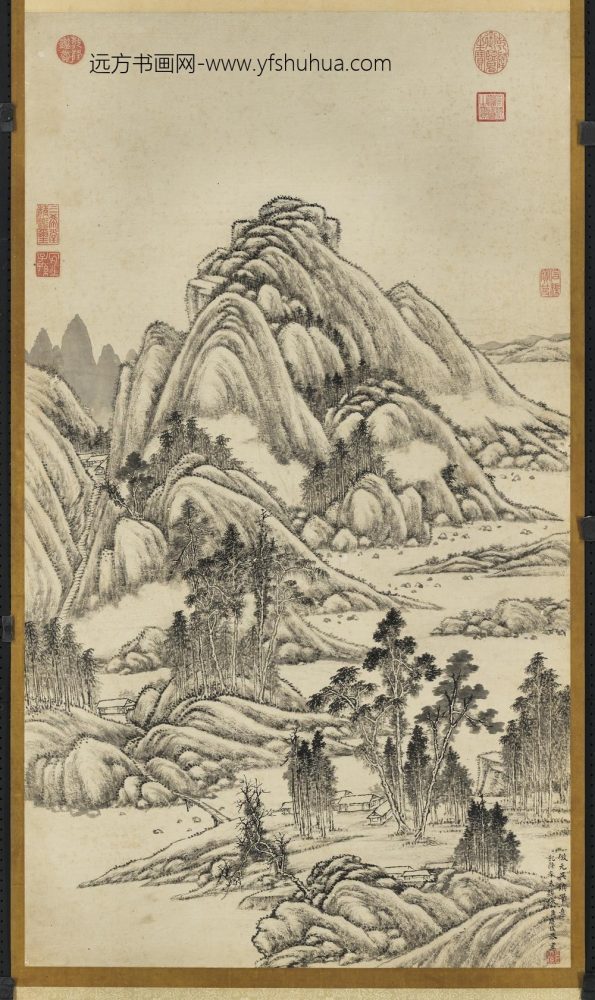 清唐岱仿吴镇画山水轴