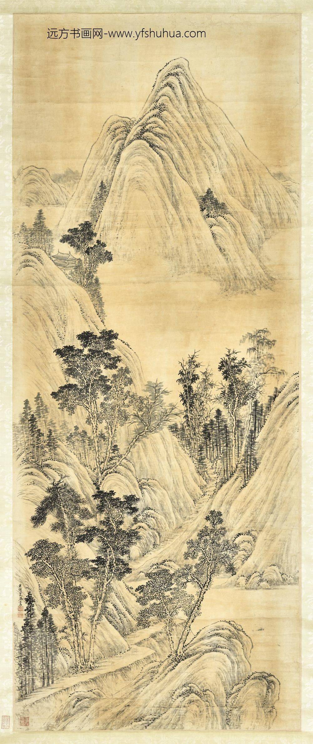 __清.傅雯寒山萧寺轴.中画__CANPAA