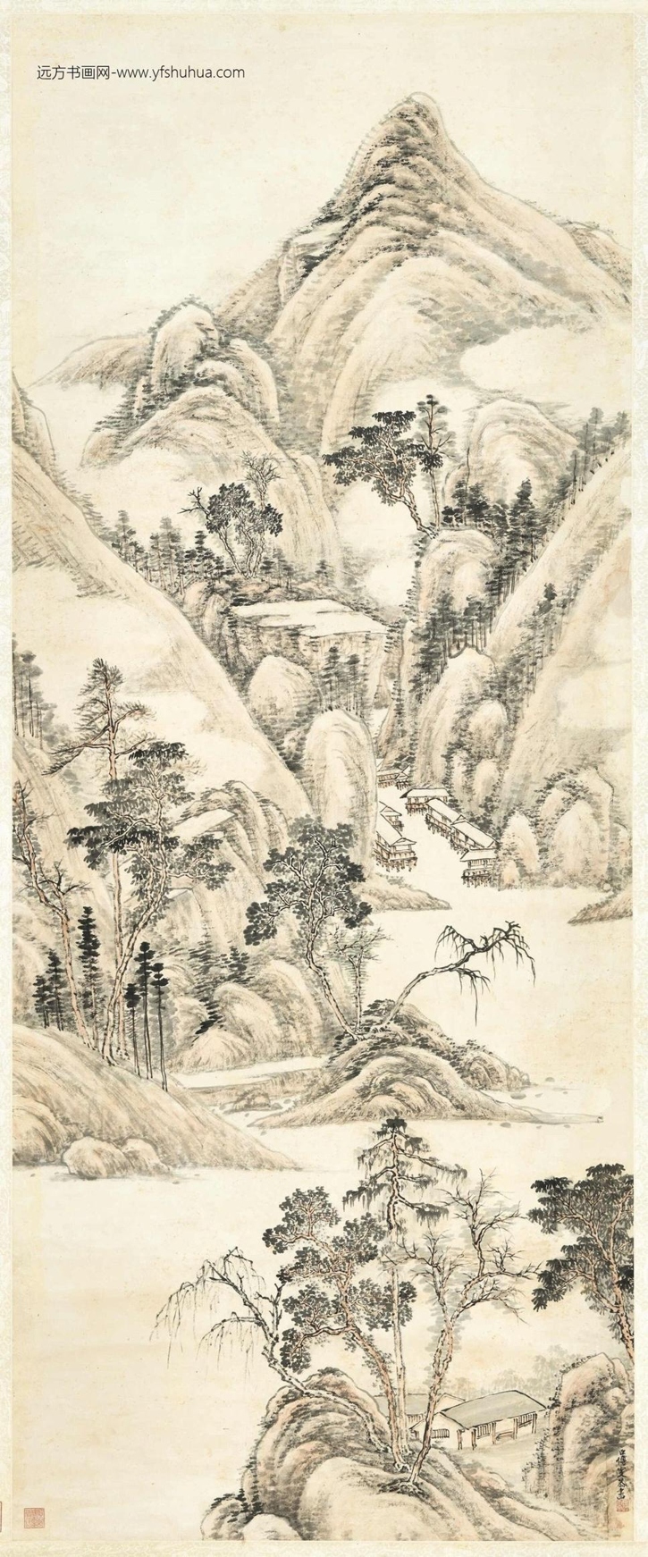 1767__清.傅雯溪山佳处轴.中画00019700000__C2A000197N000000000PAA