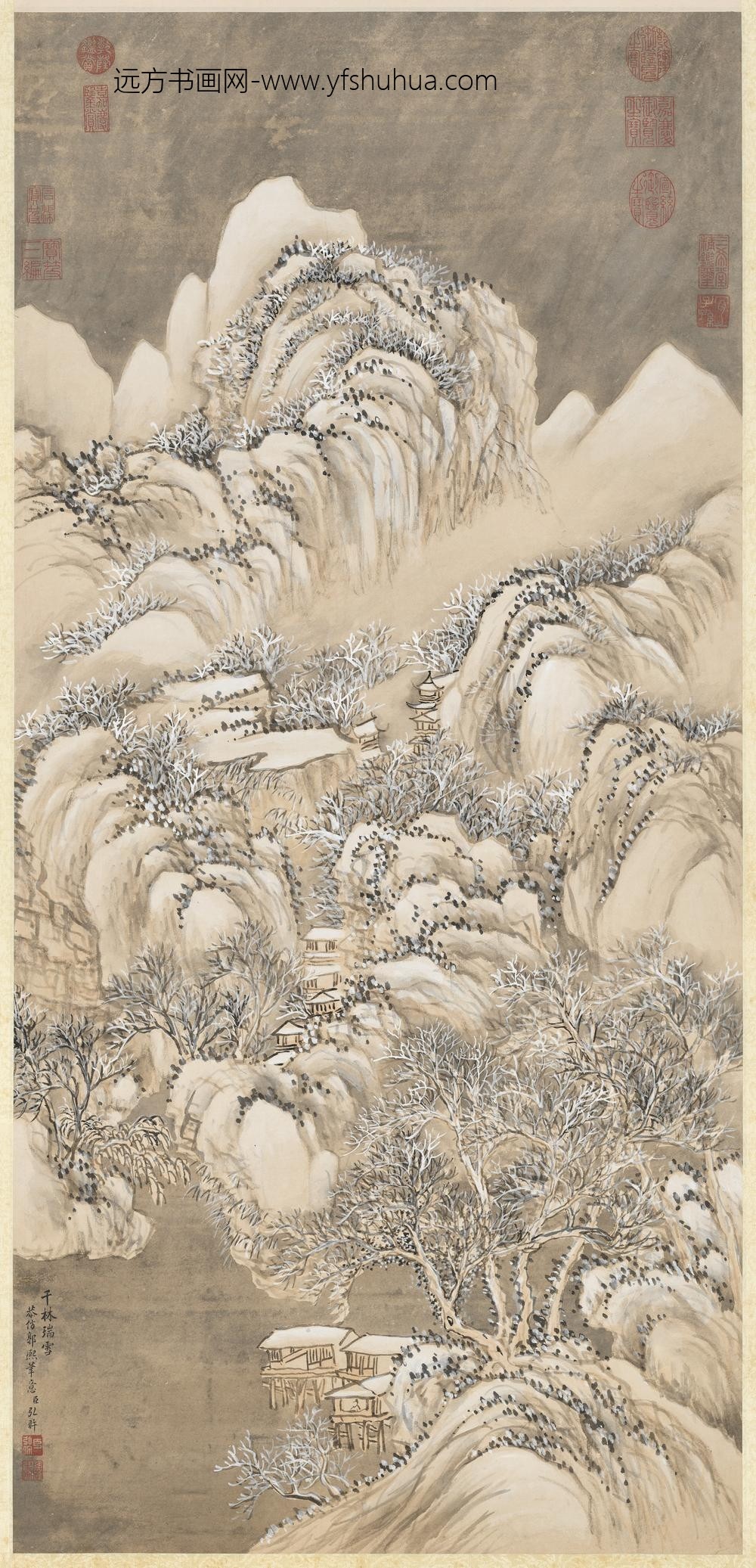 __清弘旿画千林瑞雪.轴故画__KANPAA