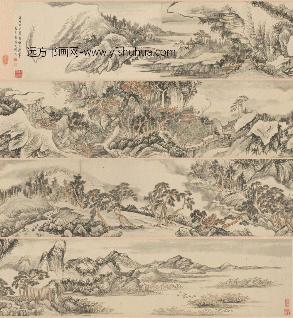 清-柳堉仿王蒙山水卷-新00101863