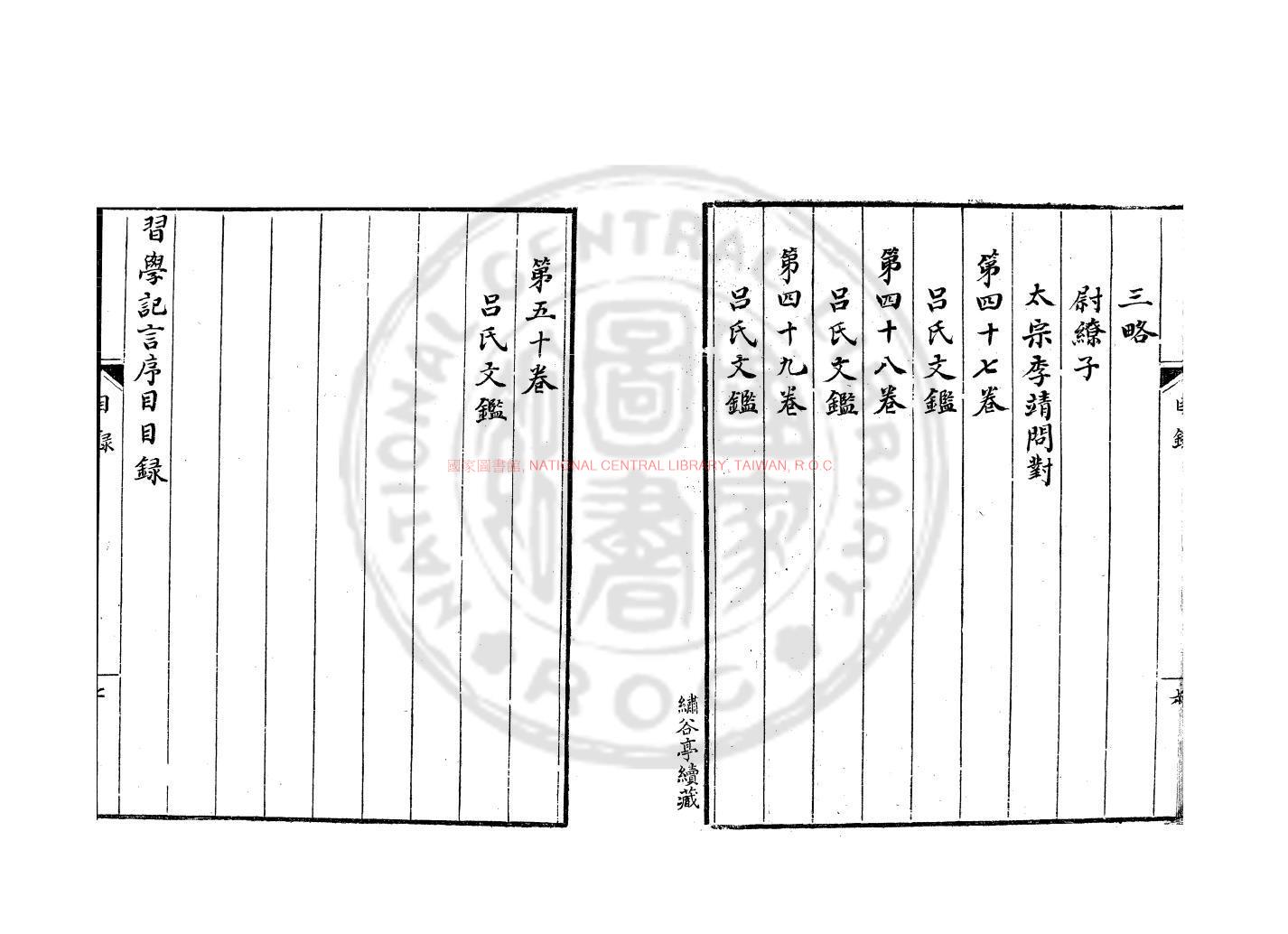 13007-習學記言序目_(宋)葉適撰_清錢塘吳氏繡谷亭鈔本1