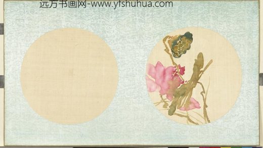 清光绪御笔绢画扇面册-粉荷莲实