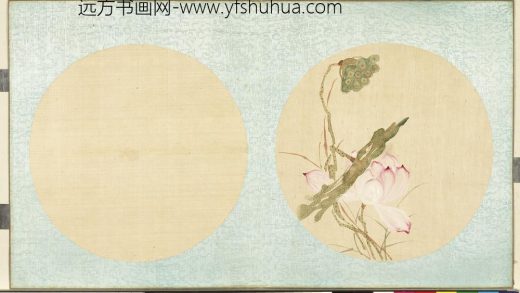 清光绪御笔绢画扇面册-莲蓬芦花