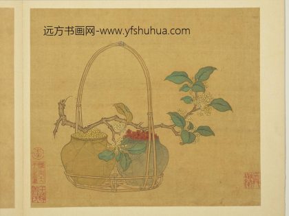 宋钱选画花篮图册 桂花