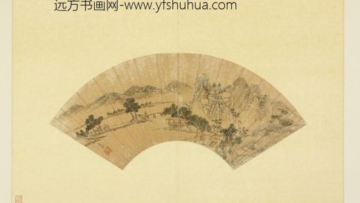 明人便面画册（一）册 明文伯仁野桥水榭