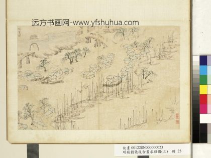 明钱谷张复合画水程图（三）册 张家湾