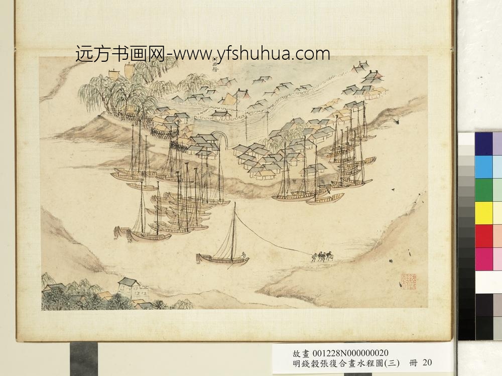 明钱谷张复合画水程图（三）册 河西务