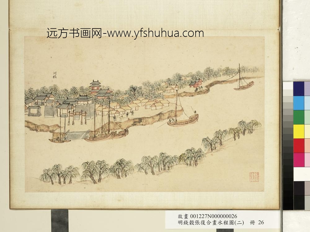 明钱谷张复合画水程图（二）册 河桥