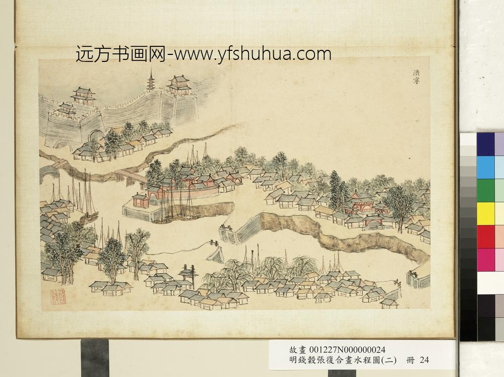 明钱谷张复合画水程图（二）册 济宁