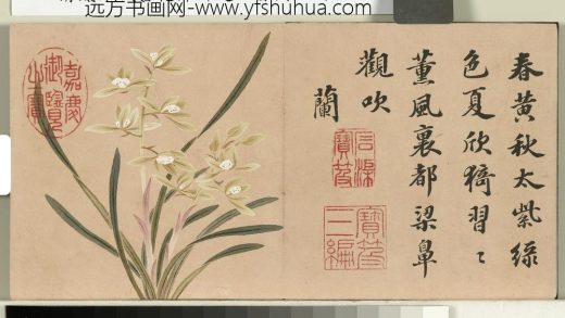 清钱维城绘花卉御题八香图册 兰花