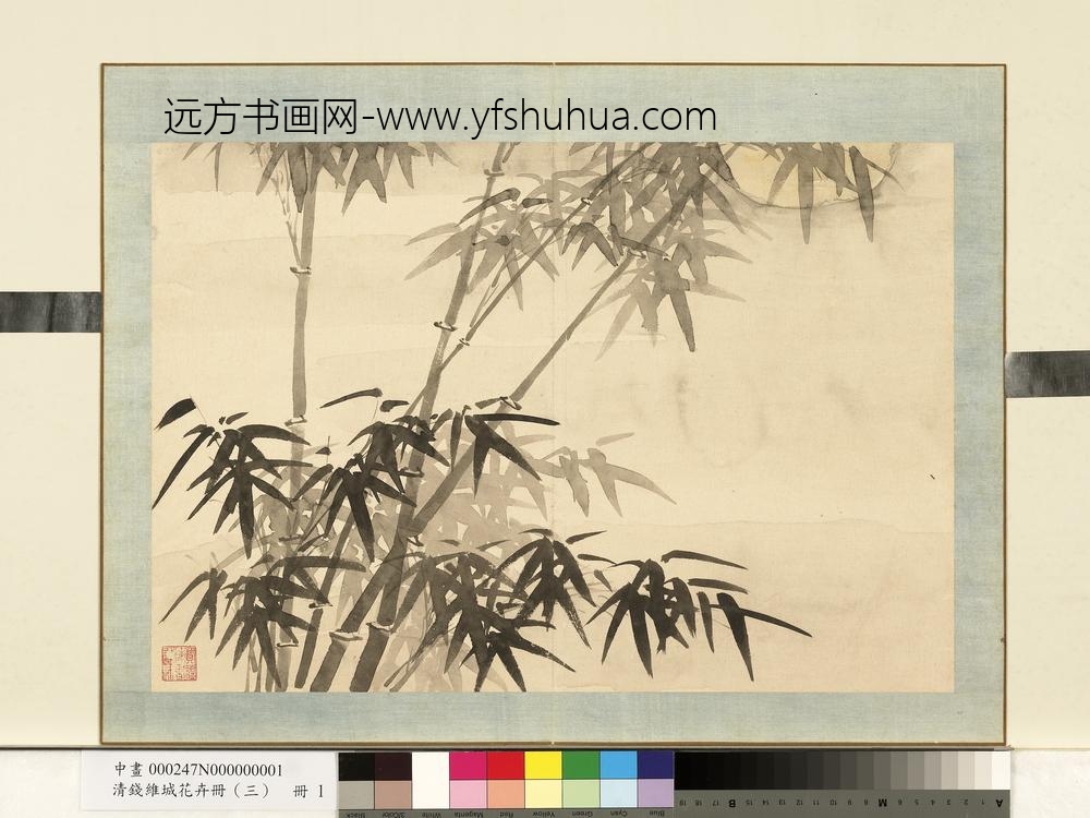 清钱维城花卉册（三）册画竹之一