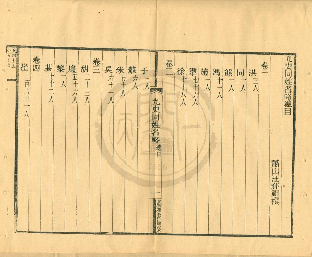 _九史同姓名略七十二卷补遗四卷__